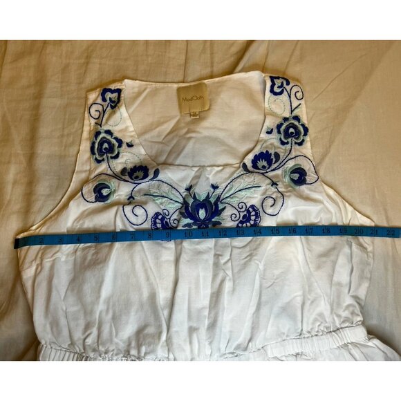 ModCloth White Dress with Blue Embroidery - 1X - Picture 5 of 12